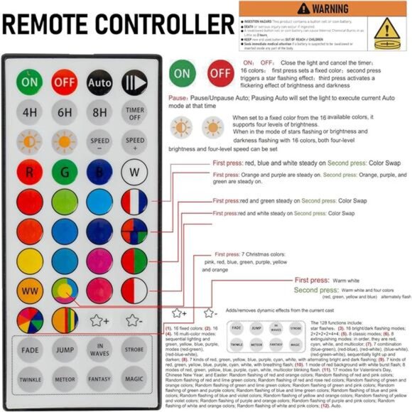 Smart Color Changing Christmas Lights,66FT 200 LED RGB String Lights with Remote - Picture 6 of 7